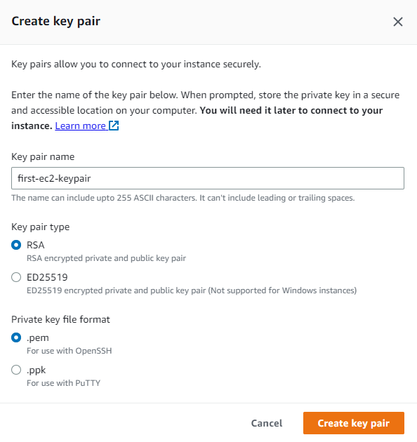 EC2 Keypair creation