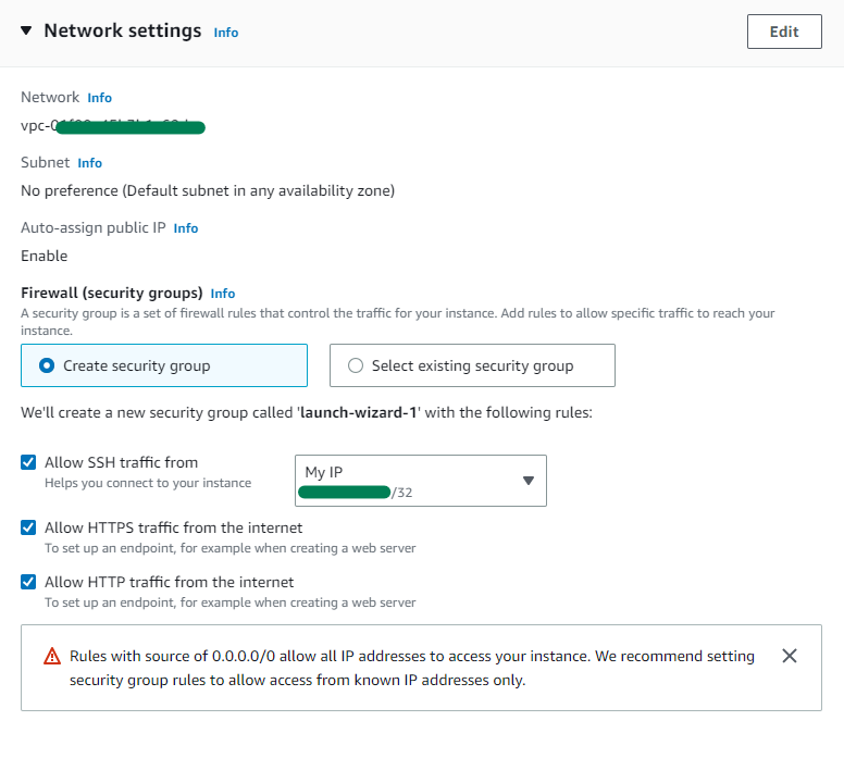 ec2 instance network settings