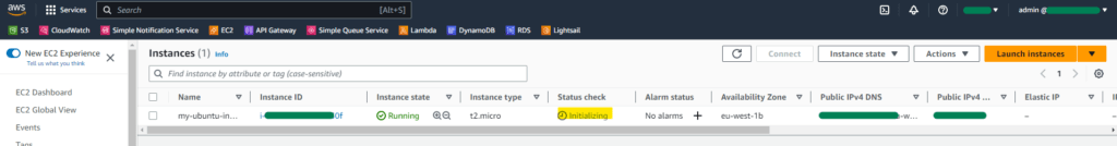 ec2 instance initializing