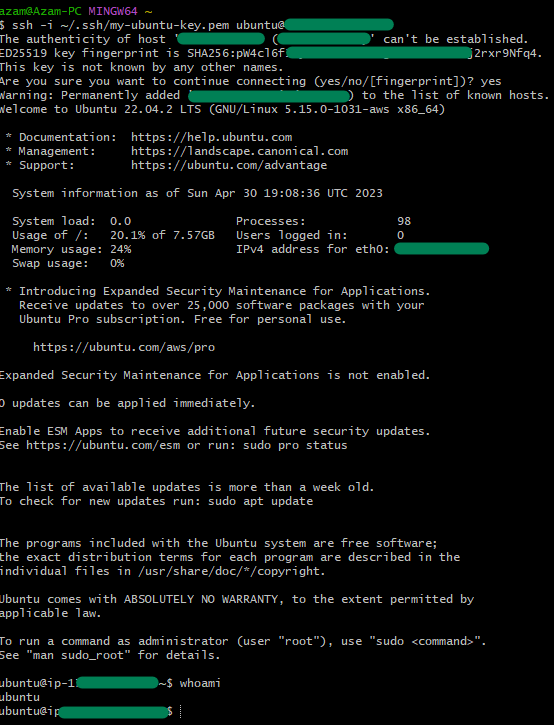 ssh to ec2 instance