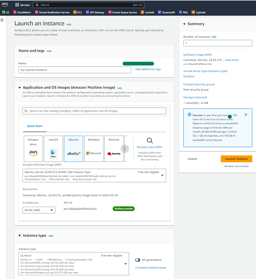 lanuch an ec2 instance